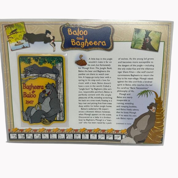 Willabee & Ward Disney Baloo Bagheera 1967 Collectible Patch & Fact Card - Picture 1 of 4